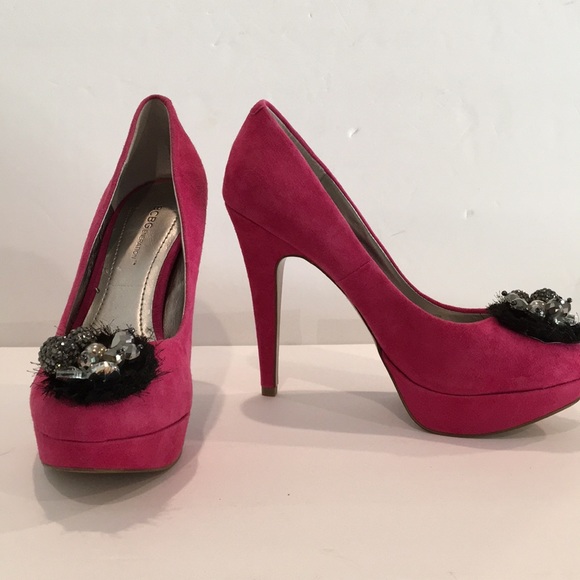 Bcbg Pink Suede Stiletto Platforms. Sassy Sz 8 - Picture 1 of 7
